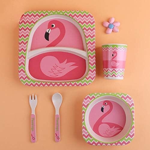 Vaisselle Bébé - BambooKid™ - Flamant rose - Bebe repas