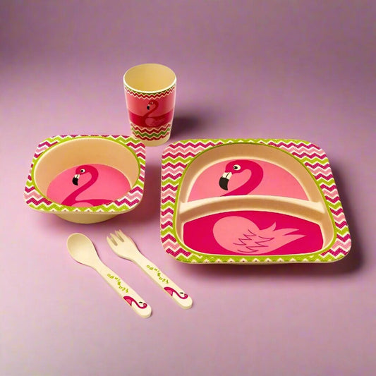 Vaisselle Bébé - BambooKid™ - Flamant rose - Bebe repas