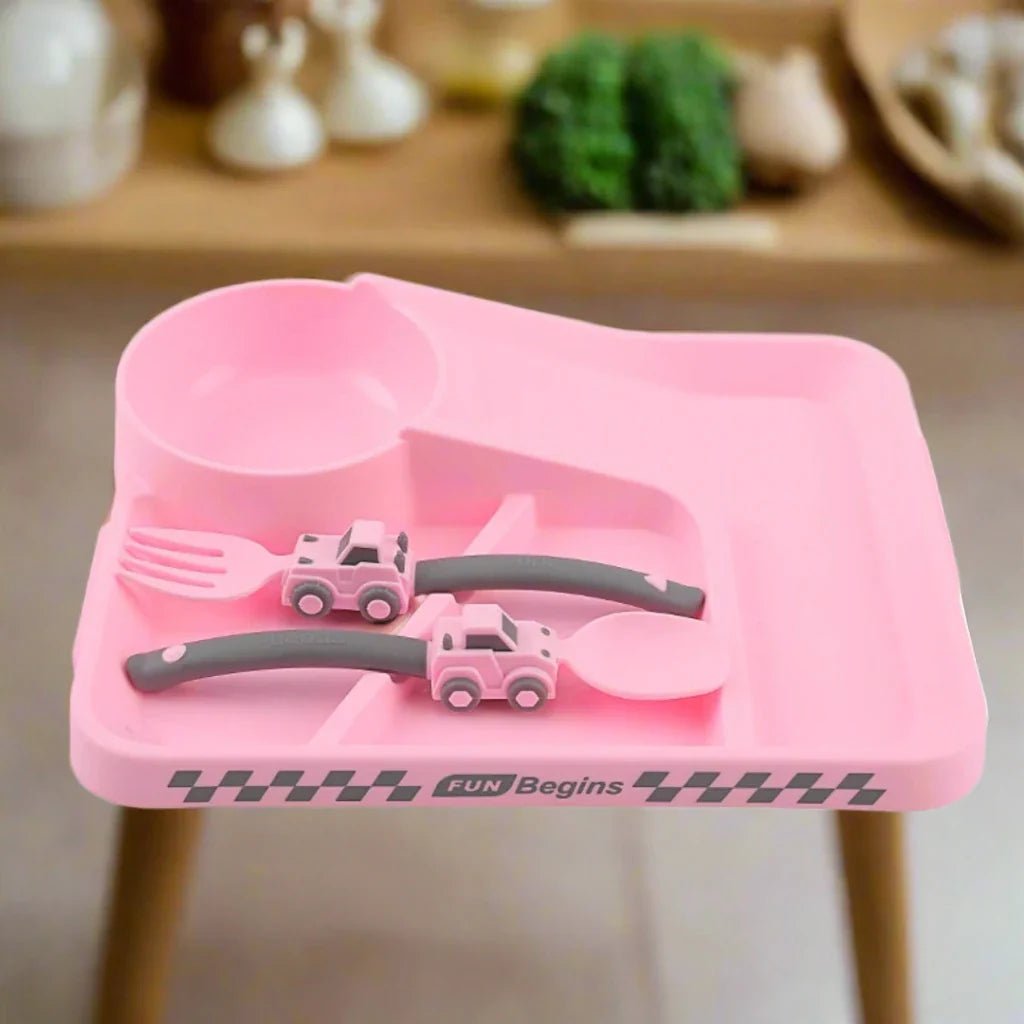 Vaisselle Bébé - CoursePlate™ - Rose - Bebe repas